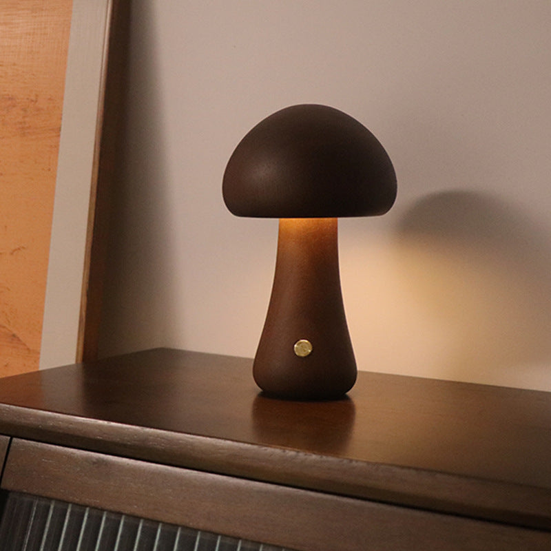 Veilleuse LED champignon en bois avec interrupteur tactile