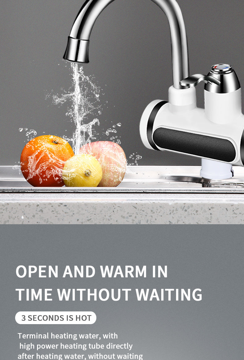 Electric kitchen heating faucet with temperature display