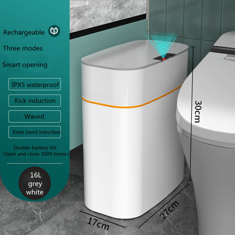 Smart Trash Can with Lid for Bedroom and Living Room