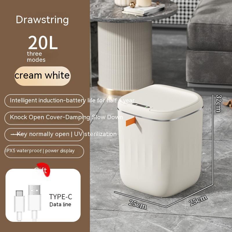 Smart Trash Can with Lid for Bedroom and Living Room