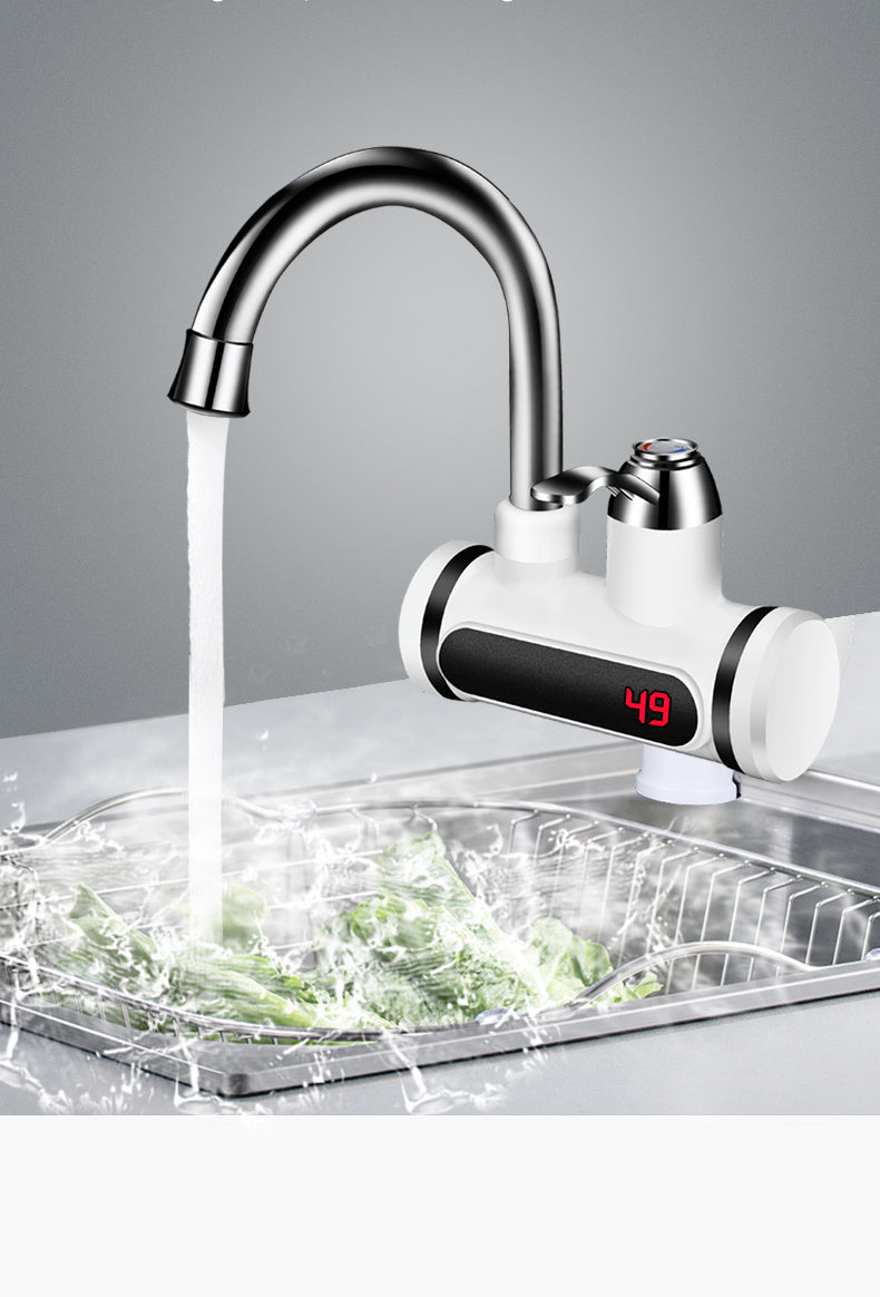 Electric kitchen heating faucet with temperature display